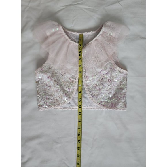 Disney Kids Girls Organza Lace Sequins Sleeveless Cardigan Light Pink Size 9/10 - Picture 7 of 8